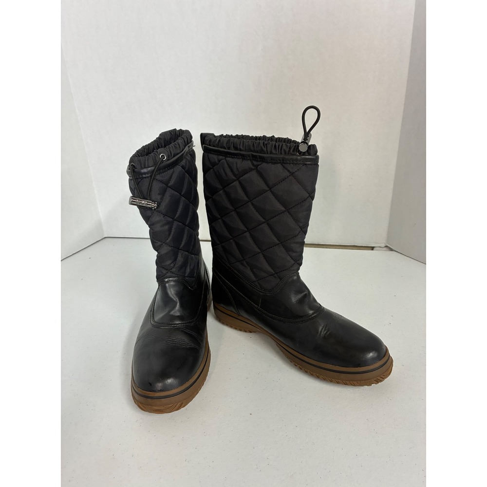 Coach Samara Black Quilted Leather Nylon Snow Boots Q7055 Women Size 8B